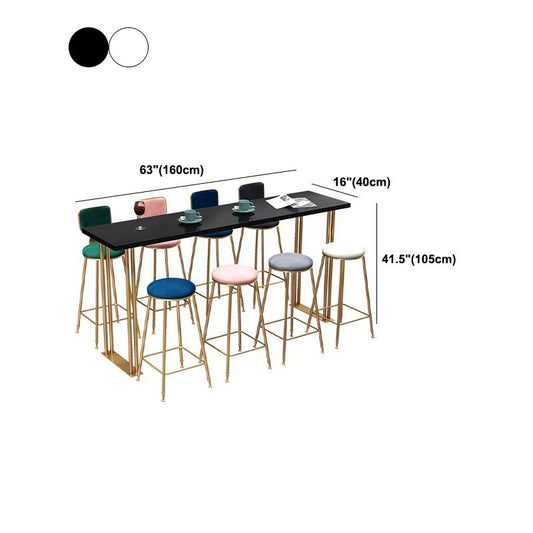 Glam Style Rectangle Bar Table Solid Wood Bar Dining Table for Indoor