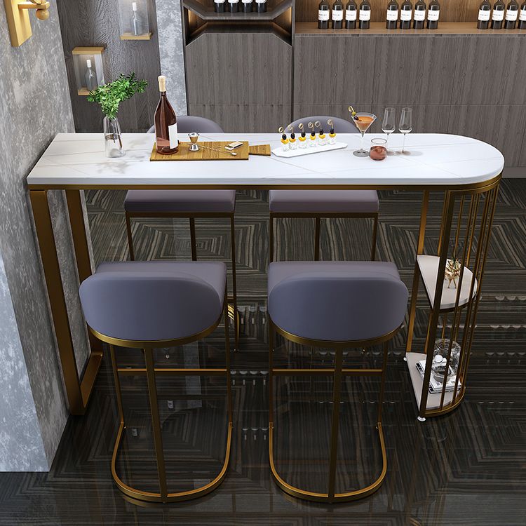 Industrial Black Iron Bar Table Faux Marble White Specialty Top 41.3"H Bistro Table Clearhalo 'Bar Furniture' 'Bar Tables' 'bar_tables' 'furn' 'furn_bar_tables' 'Furniture' 'furniture_bar_tables' 'Kitchen & Dining Furniture' 1200x1200_a40aaaac-ff4b-4f2e-9204-7ac75fd490b8