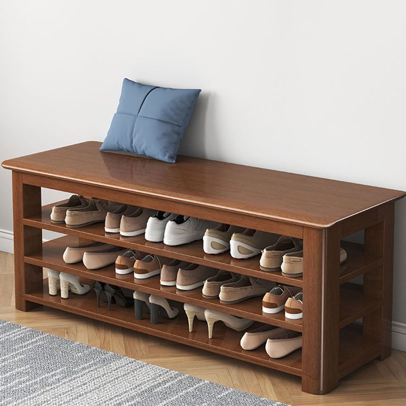 Modern Rubber Wood Bench Rectangle Home Storage Seating Bench with Shelves Clearhalo 'Benches' 'Chairs & Seating' 'furn' 'furn_benches' 'Furniture' 'Living Room Furniture' 1200x1200_a40d587f-ca5b-4da2-a4b0-691b547293bf