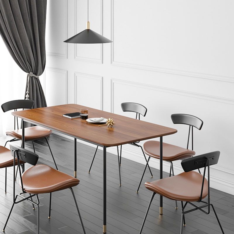 Industrial Style Armless Chair Open Back Side Leather Chair with Metal Base