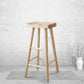 Modern Armless Solid Wood Bar Stool Indoor Backless Contoured Seat Stool