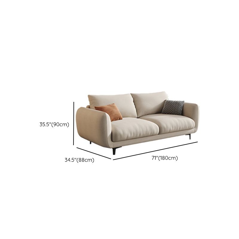 Scandinavian Sofa with Square Arms and Beige Loose Back in Solid Wood
