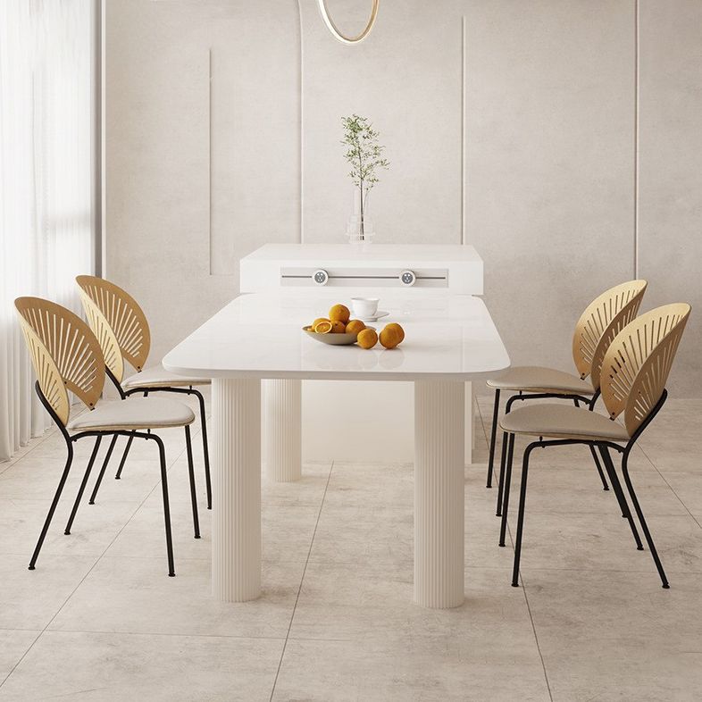 Modern Style Dining Table Rectangle Stone White Dining Table with 4 Legs Clearhalo 'Dining Tables & Seating' 'Dining Tables' 'dining_table' 'furn' 'furn_dining_table' 'Furniture' 'furniture_dining_table' 'Kitchen & Dining Furniture' 'kitchen' 'kitchen_dining_table' 1200x1200_a410d851-d391-407d-8b29-a78ac9ecba7f