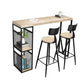 Industrial Style Bistro Bar Table Wood Rectangle Metal Base Bar Table