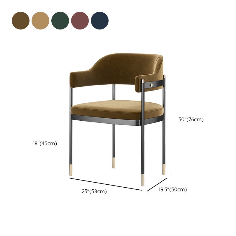 Silla de comedor de cocina contemporánea silla de brazo de patas negras tapizadas