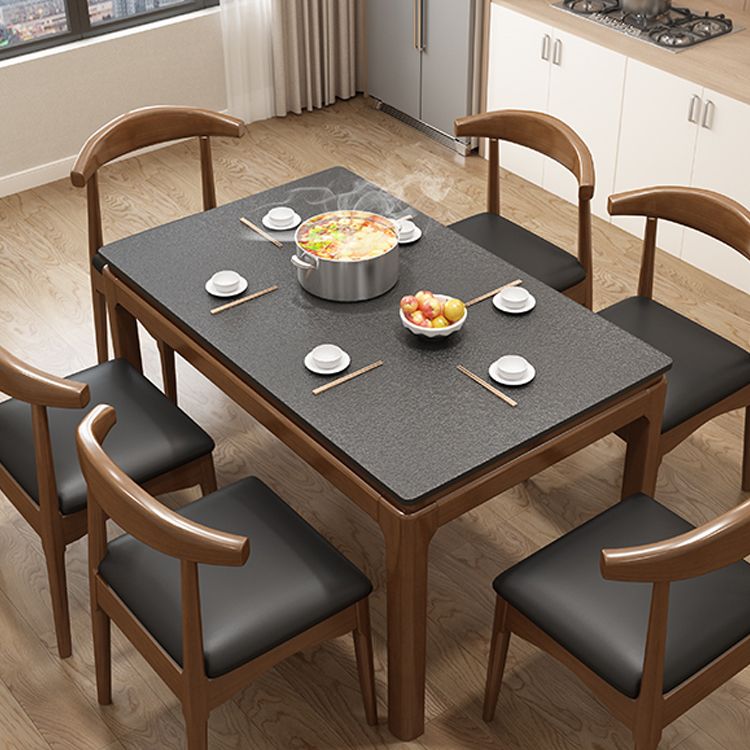 Modern Stone Rectangle Dining Table Rubber Wood Base for Dining Room Clearhalo 'Dining Tables & Seating' 'Dining Tables' 'dining_table' 'furn' 'furn_dining_table' 'Furniture' 'Kitchen & Dining Furniture' 1200x1200_a4131a51-f602-4f46-b85d-24cc3eec6316