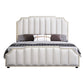 Luxe lederen bed beige gestoffeerd bedframe met nagellop -trim
