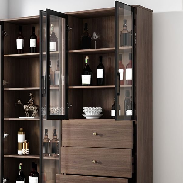 Puerta de vidrio de piso moderna de madera de madera fabricada en marrón