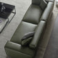 Glam Settee Genuine Leather Living Room Square Arm Cushions Green Standard Sofa