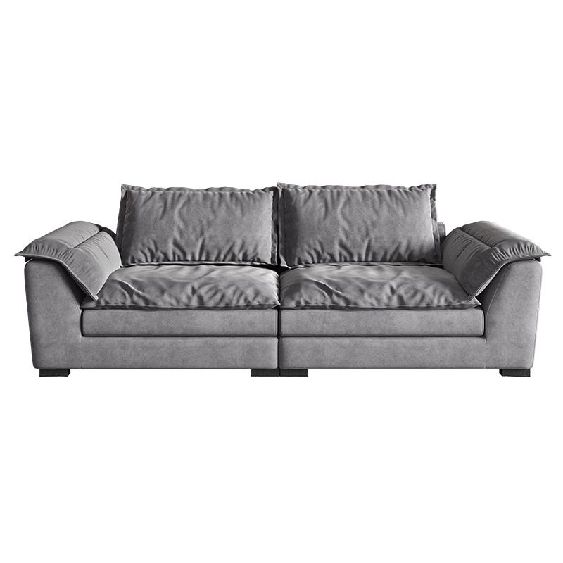 Modern Fabric Sofa with 2 Pillows Flared Arm Living Room Seating