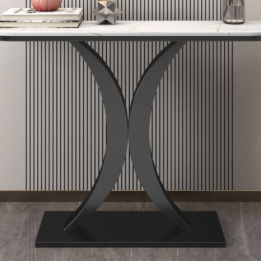 Stone Half Moon Console Table 31.5-inch Tall Accent Table for Hall