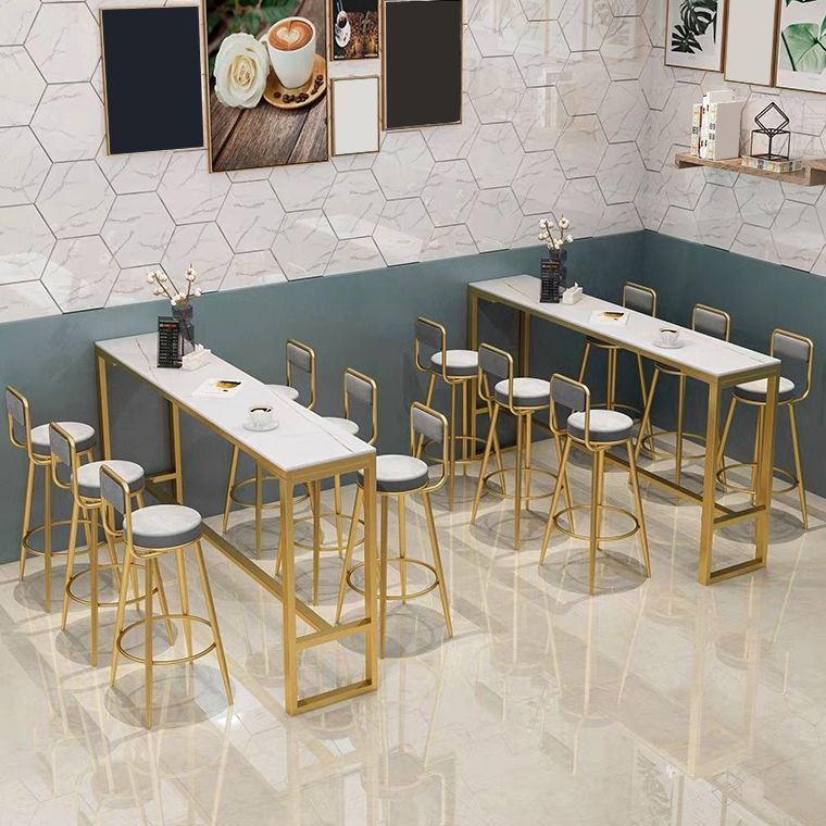 Tabouret de salle à manger gris rembourré