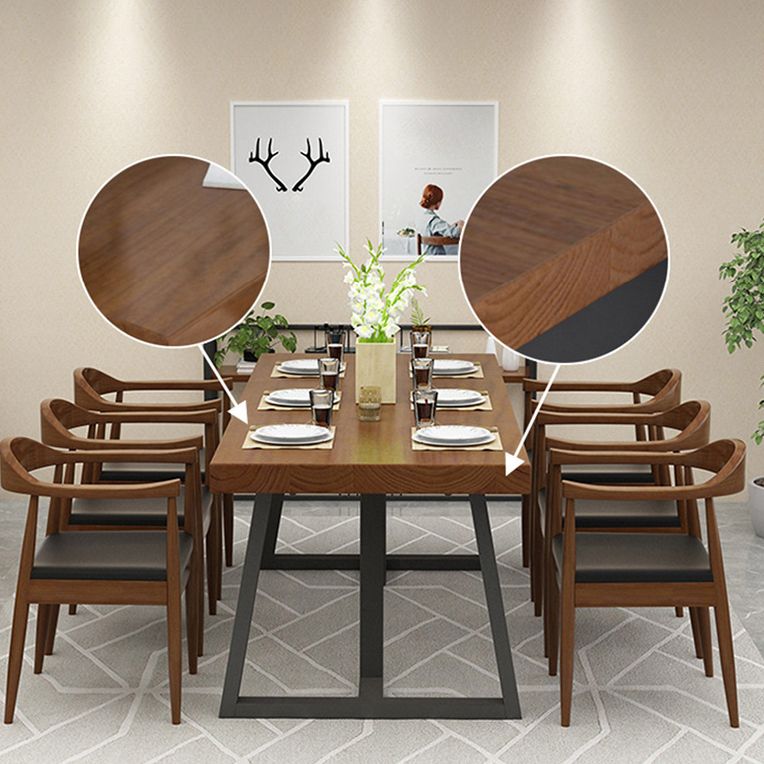 Metal Industrial Rectangle Dining Table Solid Wood Table for Kitchen and Dining Room Clearhalo ' dining_table' 'Dining Tables & Seating' 'Dining Tables' 'furn' 'furn_dining_table' 'Furniture' 'furniture_dining_table' 'Kitchen & Dining Furniture' 'kitchen&dining_furn' 'kitchen' 'kitchen_dining_table' 1200x1200_a41ad4f6-e2a4-48ec-99e6-4e08bf4a52ae