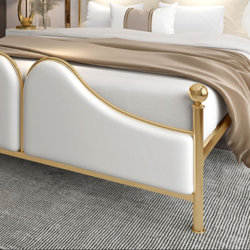Glam Simple Metallic Bed Frame Upholstered Headboard Iron Panel Bed Clearhalo 'Bedroom Furniture' 'Beds' 'furn' 'furn_beds' 'Furniture' 1200x1200_a41b85bb-f56b-4204-a989-1f98018dad59