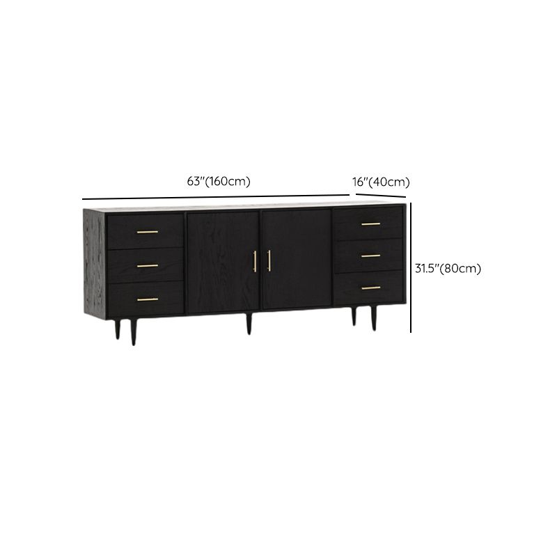 Black Buffet Server with Drawers Pine Solid Wood Dining Server Clearhalo 'buffet_sideboard' 'Buffets & Sideboards' 'furn' 'furn_buffet_sideboard' 'Furniture' 'Kitchen & Dining Furniture' 1200x1200_a41c8cd6-951f-4fef-ae5f-baf378cb24ad