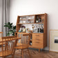 Pine Wood Buffet Table 3 Drawer 4 Glass Doors Simple Style Cupboard for Kitchen Clearhalo 'buffet_sideboard' 'Buffets & Sideboards' 'furn' 'furn_buffet_sideboard' 'Furniture' 'furniture_buffet_sideboard' 'Kitchen & Dining Furniture' 1200x1200_a41d301c-fd43-4f36-bfb3-f93e28c150dc