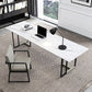 Rectangle Stone Top Office Desk escritura industrial con base de metal para la oficina
