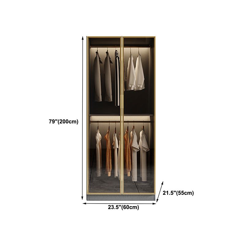 Glass and Wood Wardrobe Armoire Contemporary Wardrobe Closet Clearhalo 'Armoires & Wardrobes' 'armoires_wardrobes' 'Bedroom Furniture' 'furn' 'furn_armoires_wardrobes' 'Furniture' 1200x1200_a41fe46d-b77e-49c2-b6f6-ab9ef1bb3e83