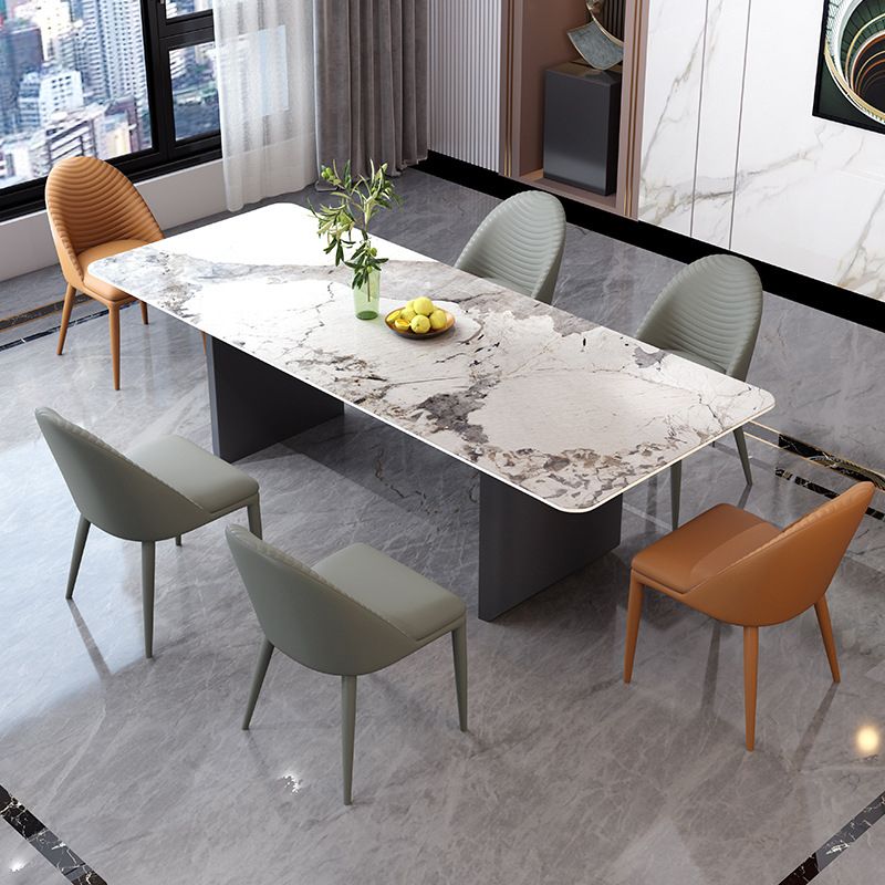 Set da tavolo moderno rettangolare in pietra sinterizzata Set da pranzo da 1/4/5/7 pezzi