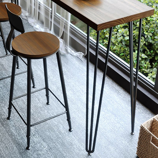 Rectangle Bar Pub Table Set 1/4 Pcs Solid Wood Top Bar Table and Iron Stools Clearhalo 'Bar Furniture' 'furn' 'furn_home_bar_bar_sets' 'Furniture' 'Home Bars & Bar Sets' 'home_bar_bar_sets' 'Kitchen & Dining Furniture' 1200x1200_a4209838-b36e-42e3-b9a9-4010087a8ec5