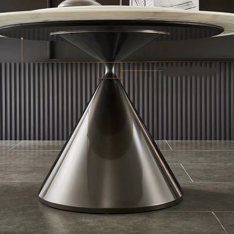 Modern Round Dining Table Stone Dining Table with Metal Pedestal Clearhalo 'Dining Tables & Seating' 'Dining Tables' 'dining_table' 'furn' 'furn_dining_table' 'Furniture' 'Kitchen & Dining Furniture' 1200x1200_a422415c-ce80-44cd-b7b2-0490d2870c30