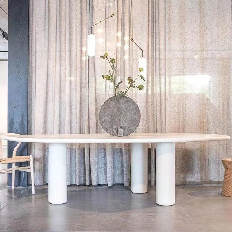 Bureau de bureau en bois de style contemporain Bureau de tâche de forme irrégulière avec 3 jambes en blanc