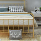 Metal Slat Bed Solid Color Open-Frame Bed With Custom Gold Legs