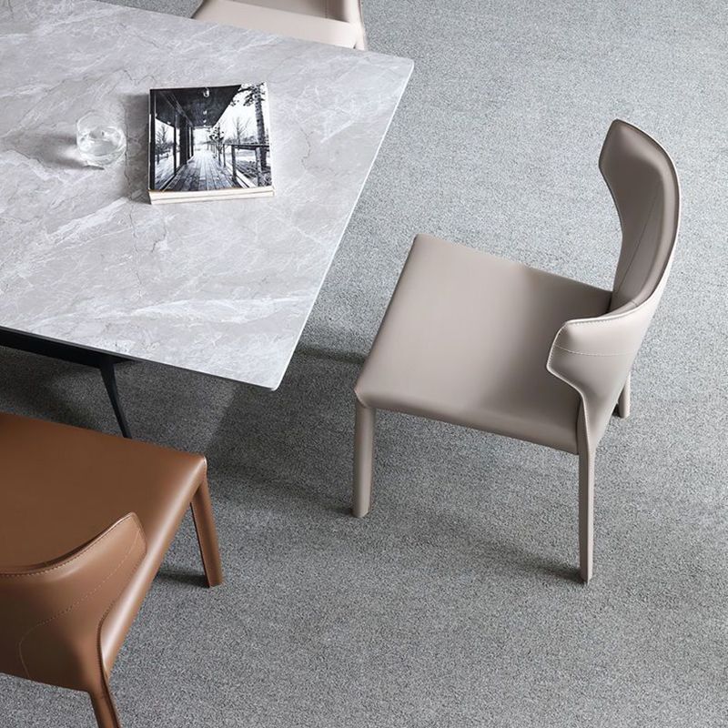 Contemporary Kitchen Leather Dining Chair Wingback Parsons Chair Clearhalo 'Dining Chairs' 'Dining Tables & Seating' 'dining_chair' 'furn' 'furn_dining_chair' 'Furniture' 'furniture_dining_chair' 'Kitchen & Dining Furniture' 1200x1200_a429ed43-2d0d-414e-86ea-d3dfb7d6b05b