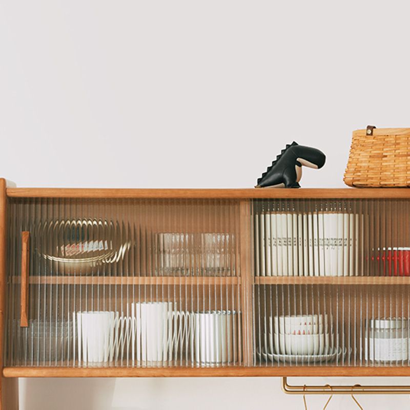 16.1"W Cherry Wood Sideboard Cabinet 4-drawer Natural Side Board with Sliding Door Clearhalo 'buffet_sideboard' 'Buffets & Sideboards' 'furn' 'furn_buffet_sideboard' 'Furniture' 'Kitchen & Dining Furniture' 1200x1200_a42a2671-6a84-422c-95e8-320fd2996821