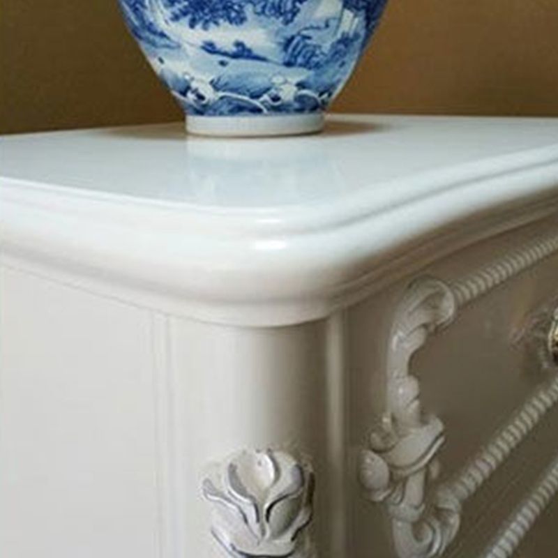 Cassettiera verticale in legno per camera da letto tradizionale, colore bianco con cassetti