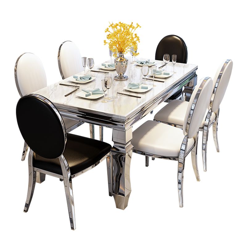 Nordic Rechthoekige Eettafel Marmeren Eetkamercollectie met 4-voet