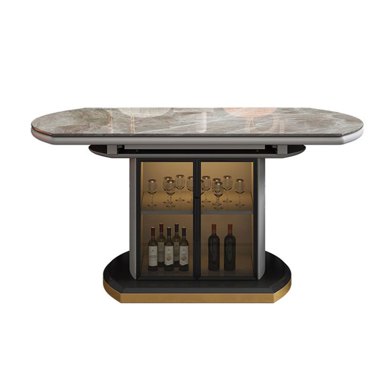 Modern Stone Top Dining Table Extendable for Small Spaces with Storage Clearhalo 'Dining Tables & Seating' 'Dining Tables' 'dining_table' 'furn' 'furn_dining_table' 'Furniture' 'Kitchen & Dining Furniture' 1200x1200_a42c1c0a-90a5-488d-aa7f-55b28b1ddb03