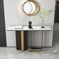Glam Rectangle Console Accent Table with Stainless Steel Bracket for Hall Clearhalo 'Console Tables' 'console_tables' 'Entry & Mudroom Furniture' 'furn' 'furn_console_tables' 'Furniture' 1200x1200_a42d255a-a582-4c0b-bce7-fab8a7ef06d5