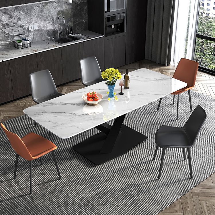 Industrial Sintered Stone Top Dining Table Standard Rectangle Shape Dining Table for Kitchen Clearhalo ' dining_table' 'Dining Tables & Seating' 'Dining Tables' 'furn' 'furn_dining_table' 'Furniture' 'furniture_dining_table' 'Kitchen & Dining Furniture' 'kitchen&dining_furn' 'kitchen' 'kitchen_dining_table' 1200x1200_a42d3d73-7109-47a8-8736-956d2ab09c23