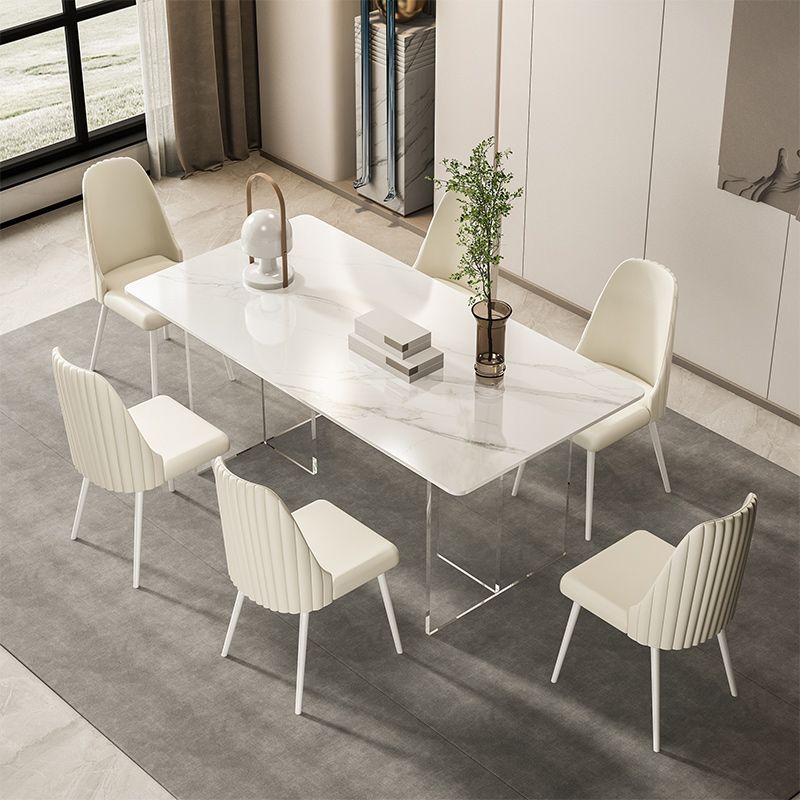 Modern 1/5/7 Pieces Dining Set Sintered Stone Dining Table Set with Leather Chairs Clearhalo 'Dining Room Sets' 'Dining Tables & Seating' 'dining_room_set' 'furn' 'furn_dining_room_set' 'Furniture' 'furniture_dining_room_set' 'Kitchen & Dining Furniture' 'kitchen&dining_furn' 'kitchen' 1200x1200_a42fb3fd-4695-47e7-96a9-ea7d967c94bf