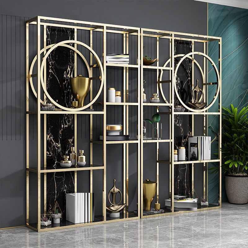 Glam Antique Finish Bookcase Metal Etagere Bookshelf with Shelves Clearhalo 'Bookcases' 'furn' 'furn_bookcases' 'Furniture' 'Office Furniture' 1200x1200_a431456a-3760-4177-8d03-1ad5435bf805