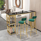 Round Upholstered Dining Stool Low Back Bar Stool with Gold Metal Base