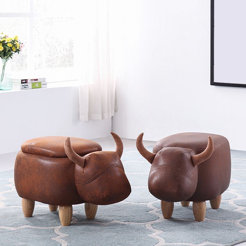 Contemporary Standard Ottoman with Upholstered Faux Leather Top Pouf Clearhalo 'furn' 'furn_ottomans_poufs' 'Furniture' 'Living Room Furniture' 'Ottomans & Poufs' 'ottomans_poufs' 1200x1200_a434e894-3ba1-4afd-b6e3-1322d0335733