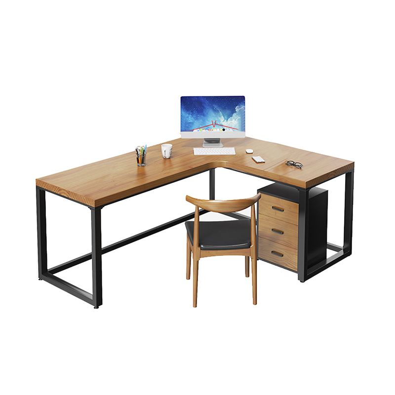 Iron Base Contemporary Natural Office Desk Sled L-Shape Writing Desk Clearhalo 'furn' 'furn_office_desk' 'Furniture' 'Office Desks' 'Office Furniture' 'office_desk' 1200x1200_a434f609-efdc-408d-947e-1f64ecca4f1a