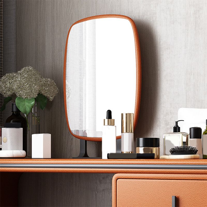 Table de casse-toi de maquillage de vanité en faux cuir avec tabouret et miroir - 39,37 "W