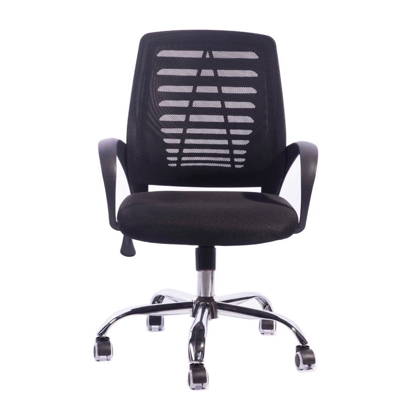 Silla deslizante moderna y contemporánea Silla de microfibra negra con respaldo medio