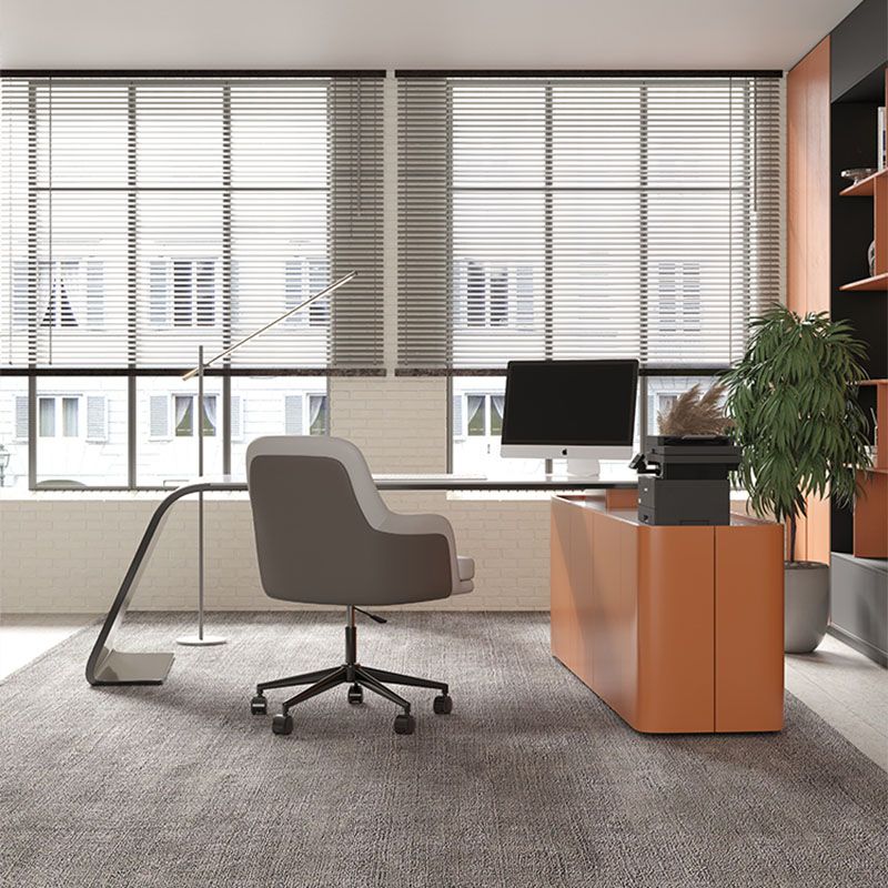 Rechteckig geformtes Büro -Schreibtischholz mit 3 Schubladen in Orange