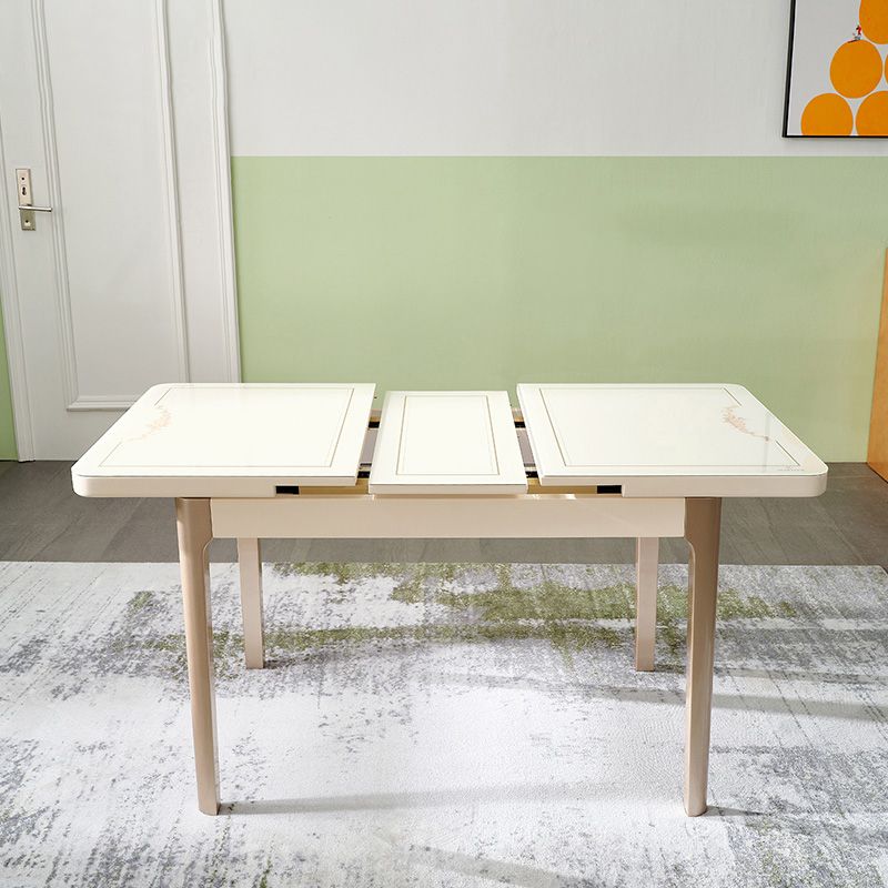 5/7 pezzi in vetro temperato Top 4 gambe in legno Set da pranzo per casa