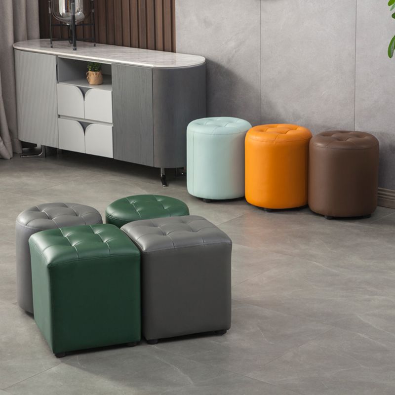 Modern Round Ottoman Solid Color Genuine Leather Tufted Pouf Ottoman Clearhalo 'furn' 'furn_ottomans_poufs' 'Furniture' 'Living Room Furniture' 'Ottomans & Poufs' 'ottomans_poufs' 1200x1200_a43a4e32-eabc-4901-95c4-1672a79b2f18