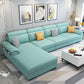 Left Facing Sofa Faux Leather/Linen L-shape 4-seat Sectionals with Chaise Clearhalo 'Furniture' 'furniture_sectionals' 'Living Room Furniture' 'Sectionals' 1200x1200_a43b8107-598d-4ce2-8112-974ab0a80b66
