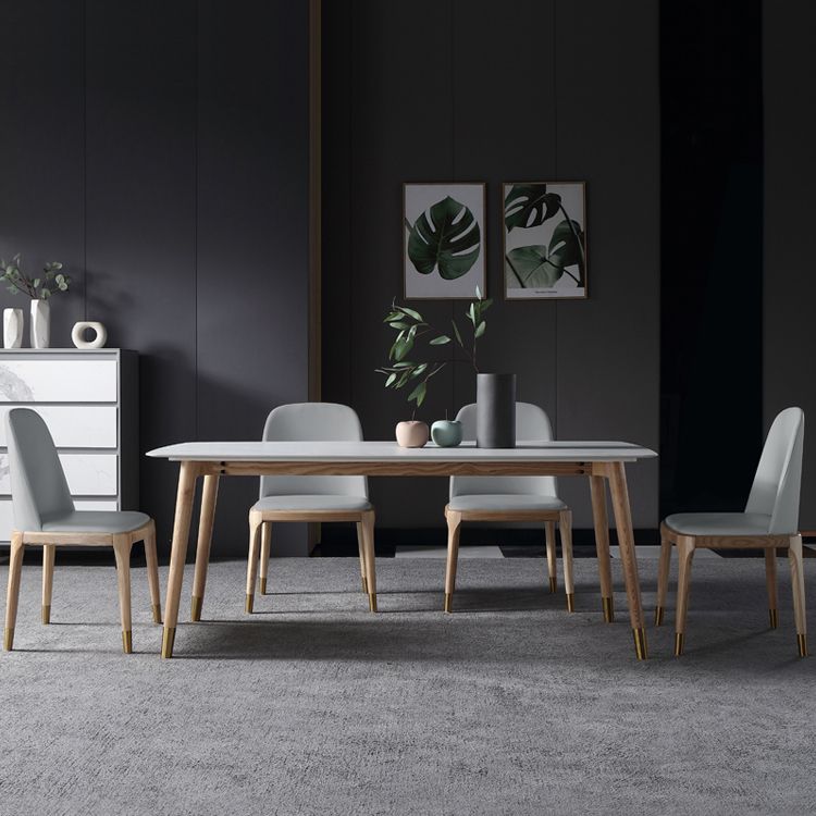 Sintered Stone White Tone Dining Table Luxury 4 Legs Table for Dining Room Clearhalo ' dining_table' 'Dining Tables & Seating' 'Dining Tables' 'furn' 'furn_dining_table' 'Furniture' 'furniture_dining_table' 'Kitchen & Dining Furniture' 'kitchen&dining_furn' 'kitchen' 'kitchen_dining_table' 1200x1200_a43bd352-5ac3-49d2-bbfb-58dcb869b2e5