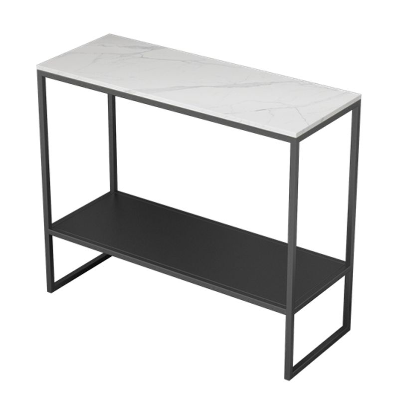 Rectangular Slate Top End Table Modern Shelf Included Side Table - 25.6" W