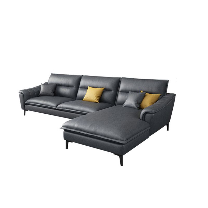 Faux Leather High Back Pillow Top Arm Sectional with Waterproof and Stain-Resistant Clearhalo 'furn' 'furn_sectionals' 'Furniture' 'furniture_sectionals' 'Living Room Furniture' 'Sectionals' 1200x1200_a43d8894-3692-4619-8bed-63d77f61d940