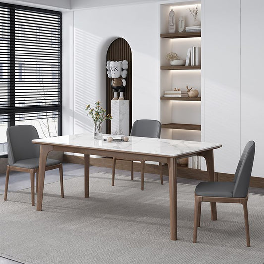 Stile moderno 1/2/4/7 pezzi sala da pranzo tavolo mobili in pietra rettangolo in bianco