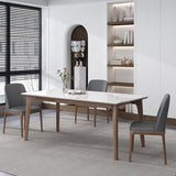Modern Style 1/2/4/7 Pieces Dining Room Table Rectangle Stone Furniture in White